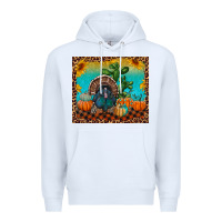White Western Fall Thanksgiving Turkey Premium Hoodie - RanaPortraitStore