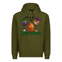 Army Green Drink Up Witches Halloween Premium Hoodie - RanaPortraitStore