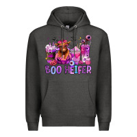 Charcoal Heather Halloween boo Heifer coffee cups Premium Hoodie - RanaPortraitStore