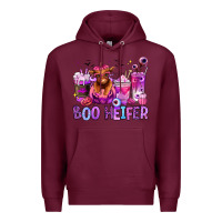 Burgundy Halloween boo Heifer coffee cups Premium Hoodie - RanaPortraitStore