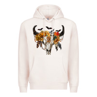 Pale Pink Halloween Bull Skull Premium Hoodie - RanaPortraitStore