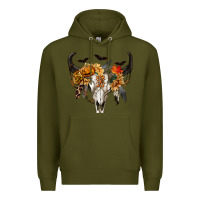 Army Green Halloween Bull Skull Premium Hoodie - RanaPortraitStore
