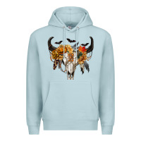 Blue Mist Halloween Bull Skull Premium Hoodie - RanaPortraitStore