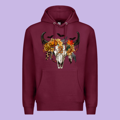 Premium Hoodie Halloween Bull Skull