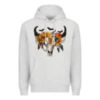 Dove Grey Halloween Bull Skull Premium Hoodie - RanaPortraitStore