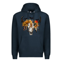 Navy Halloween Bull Skull Premium Hoodie - RanaPortraitStore