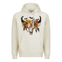 Oatmeal Heather Halloween Bull Skull Premium Hoodie - RanaPortraitStore