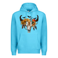 Ocean Blue Halloween Bull Skull Premium Hoodie - RanaPortraitStore