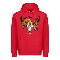 Red Halloween Bull Skull Premium Hoodie - RanaPortraitStore