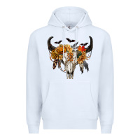 White Halloween Bull Skull Premium Hoodie - RanaPortraitStore