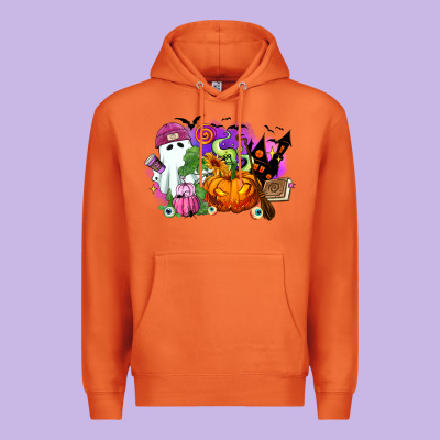 Premium Hoodie Halloween ghost and jack o lantern