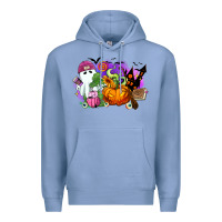 Colony Blue Halloween ghost and jack o lantern Premium Hoodie - RanaPortraitStore