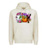Oatmeal Heather Halloween ghost and jack o lantern Premium Hoodie - RanaPortraitStore