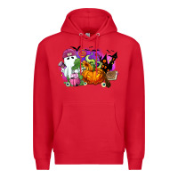 Red Halloween ghost and jack o lantern Premium Hoodie - RanaPortraitStore