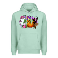 Seafoam Halloween ghost and jack o lantern Premium Hoodie - RanaPortraitStore