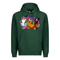 Sports Green Halloween ghost and jack o lantern Premium Hoodie - RanaPortraitStore