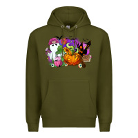 Army Green Halloween ghost and jack o lantern Premium Hoodie - RanaPortraitStore