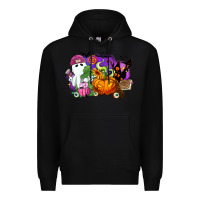 Black Halloween ghost and jack o lantern Premium Hoodie - RanaPortraitStore