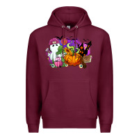 Burgundy Halloween ghost and jack o lantern Premium Hoodie - RanaPortraitStore