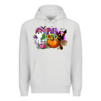 Dove Grey Halloween ghost and jack o lantern Premium Hoodie - RanaPortraitStore