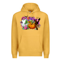 Mustard Halloween ghost and jack o lantern Premium Hoodie - RanaPortraitStore