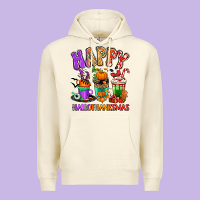 Premium Hoodie Happy Hallothanksmas coffee cups