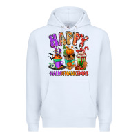 White Happy Hallothanksmas coffee cups Premium Hoodie - RanaPortraitStore