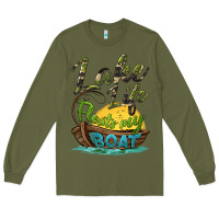 Army Green lake life floats my boat Long Sleeve Tee - BarkalooDesign