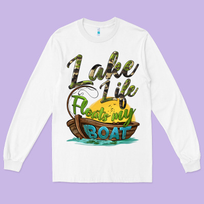 Lake Life Floats My Boat Long Sleeve Tee Designed By Barkaloodesign