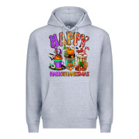 Heather Grey Happy Hallothanksmas coffee cups Premium Hoodie - RanaPortraitStore