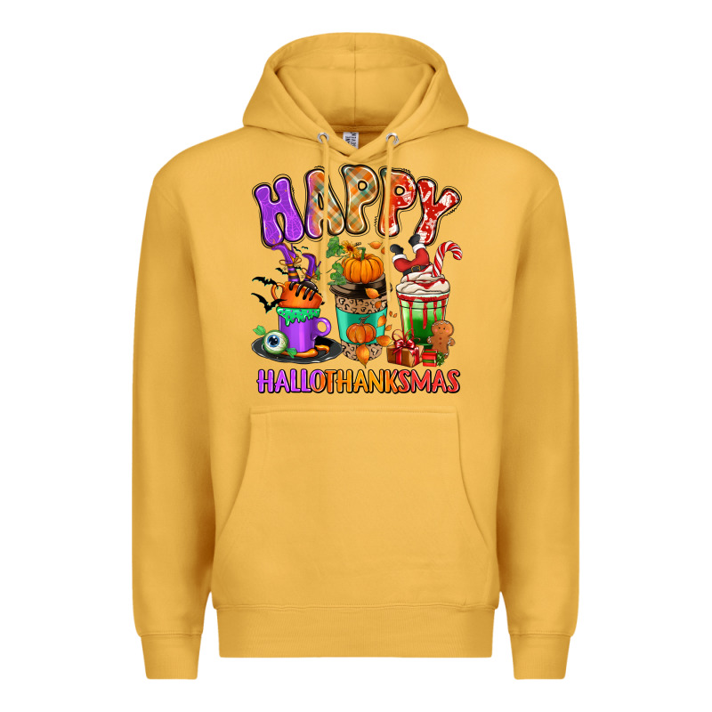 Happy Hallothanksmas Coffee Cups Premium Hoodie by RanaPortraitStore | Teevron