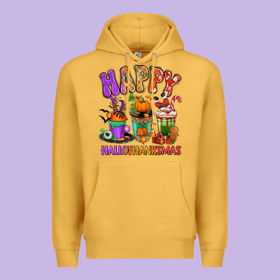 Premium Hoodie Happy Hallothanksmas coffee cups