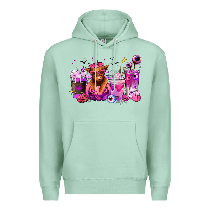 Halloween Heifer Coffee Cups Premium Hoodie by RanaPortraitStore | Teevron