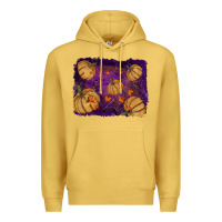 Antique Gold Halloween Pumpkin Cobweb Background Premium Hoodie - RanaPortraitStore