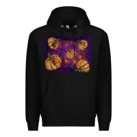 Black Halloween Pumpkin Cobweb Background Premium Hoodie - RanaPortraitStore