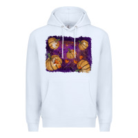 White Halloween Pumpkin Cobweb Background Premium Hoodie - RanaPortraitStore
