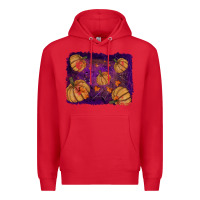 Red Halloween Pumpkin Cobweb Background Premium Hoodie - RanaPortraitStore