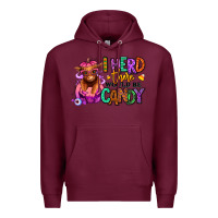 Burgundy I herd there would be candy Heifer Premium Hoodie - RanaPortraitStore