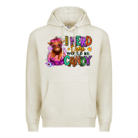 Oatmeal Heather I herd there would be candy Heifer Premium Hoodie - RanaPortraitStore