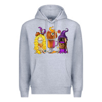 Heather Grey Halloween hocus pocus coffee cups Premium Hoodie - RanaPortraitStore