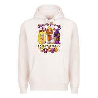Pale Pink Hocus pocus i need coffee to focus Premium Hoodie - RanaPortraitStore