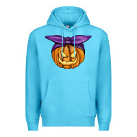 Ocean Blue Jack O' Lantern Halloween Pumpkin Premium Hoodie - RanaPortraitStore