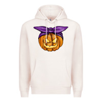 Pale Pink Jack O' Lantern Halloween Pumpkin Premium Hoodie - RanaPortraitStore