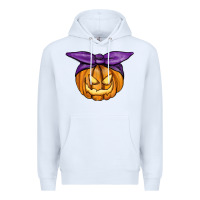 White Jack O' Lantern Halloween Pumpkin Premium Hoodie - RanaPortraitStore