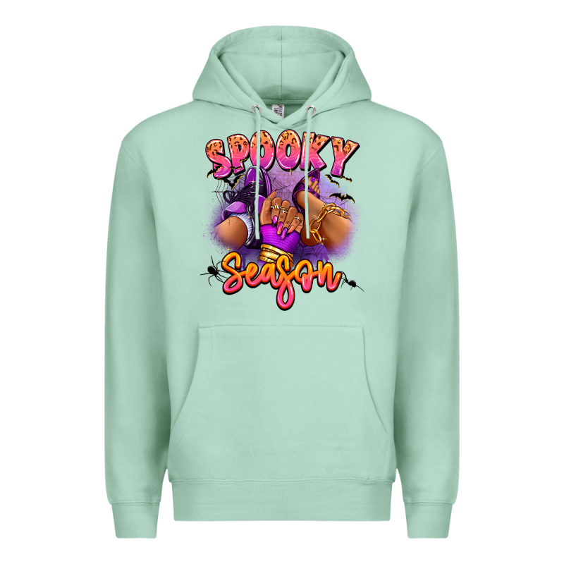 Spooky Season Sneaker And Heel Afro Woman Premium Hoodie by RanaPortraitStore | Teevron