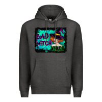 Charcoal Heather Halloween Bad Witch Vibes Watercolor Premium Hoodie - RanaPortraitStore
