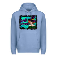 Colony Blue Halloween Bad Witch Vibes Watercolor Premium Hoodie - RanaPortraitStore