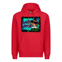 Red Halloween Bad Witch Vibes Watercolor Premium Hoodie - RanaPortraitStore