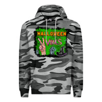 Slate Camo Watercolor Halloween Vibes Premium Hoodie - RanaPortraitStore
