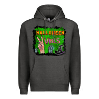Charcoal Heather Watercolor Halloween Vibes Premium Hoodie - RanaPortraitStore